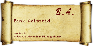 Bink Arisztid névjegykártya